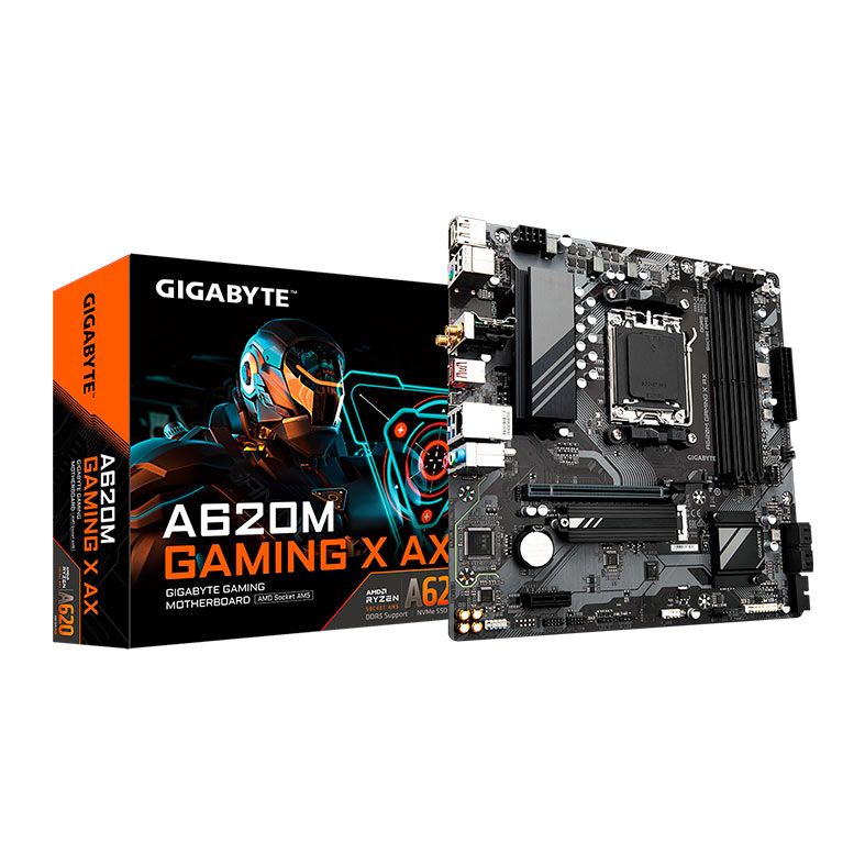 Placa Mae Gigabyte A620M Gaming X AX, WiFi, DDR5, Socket AMD AM5, M-ATX, Chipset AMD A620, A620M-GAMING-X-AX