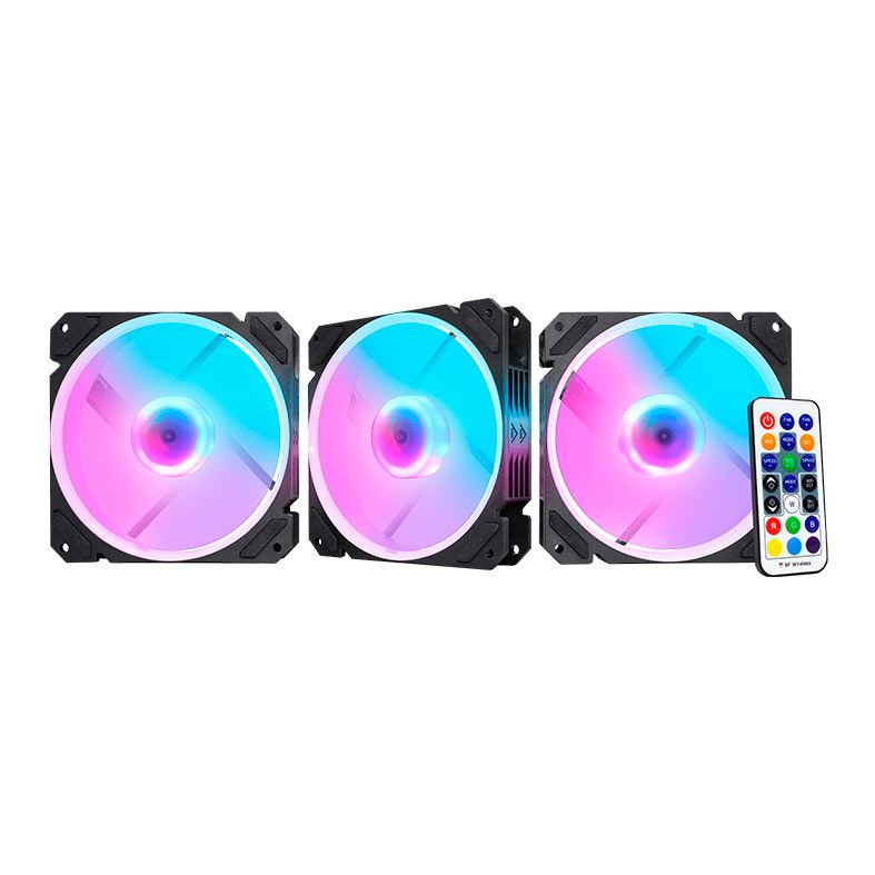 Kit Ventoinhas K-MEX AACA, ARGB, 3x120mm, Preto, AACAK136ARPXB0X