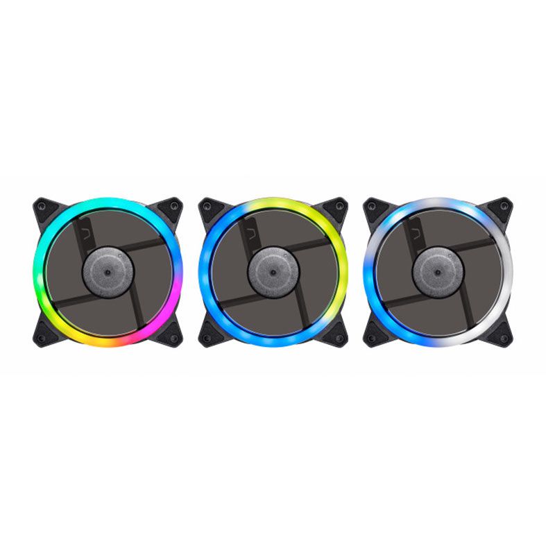 Kit Ventoinhas K-MEX Double Ring AAEA, ARGB, 3x120mm, Preto, AAEAK136APQKB0X