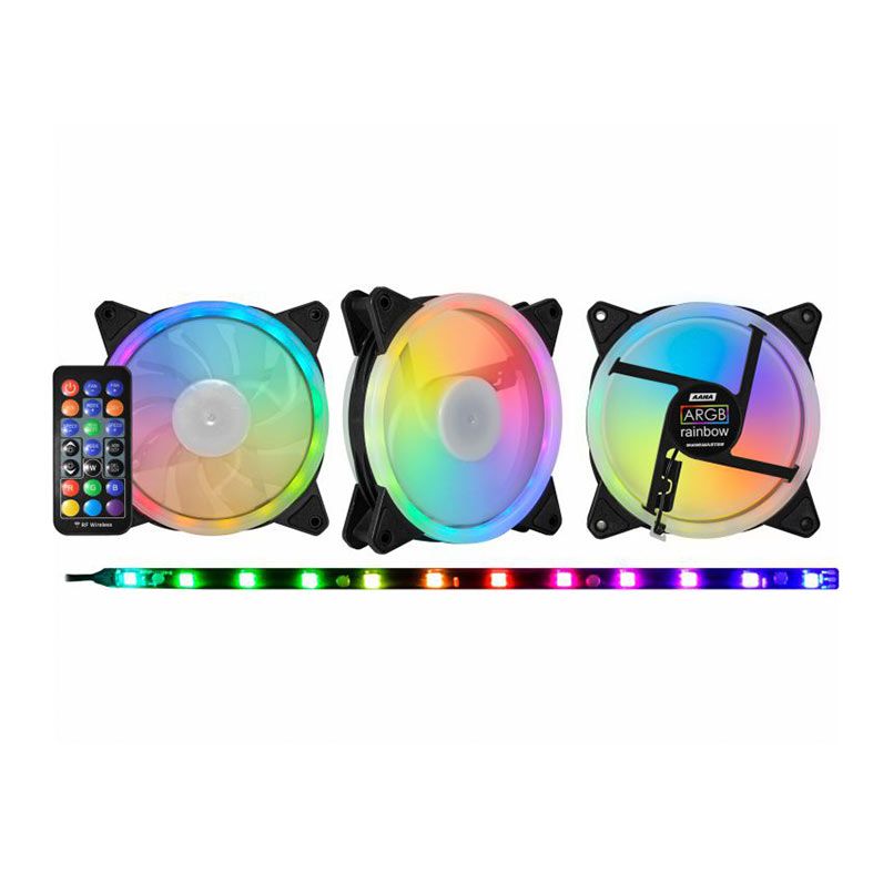 Kit Ventoinhas K-MEX AANA, ARGB, 3x120mm, Preto, AANAK136CPHKB0X