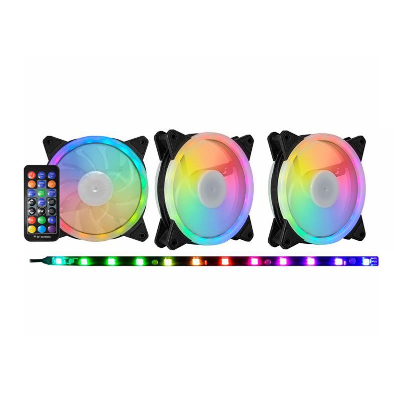 Kit Ventoinhas K-MEX AANA, ARGB, 3x120mm, Preto, AANAK136CPHKB0X