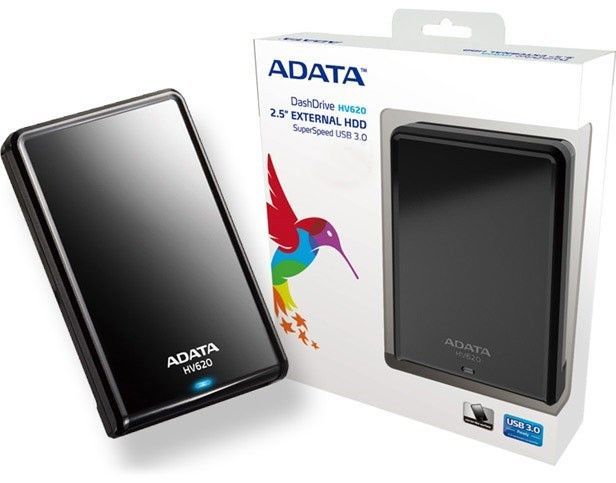HD Externo ADATA HV620 1000GB USB 3.0 Preto, AHV620-1TU3-CBK - BOX
