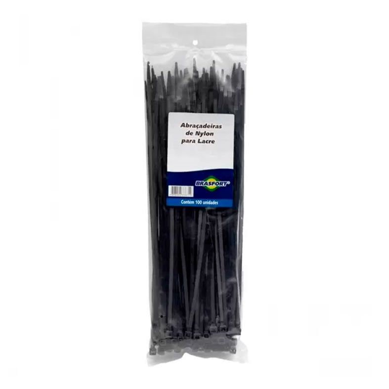 Abracadeiras De Nylon Brasfort, 2,5x100mm, 100un, Preta, ABRAC-BRAS100