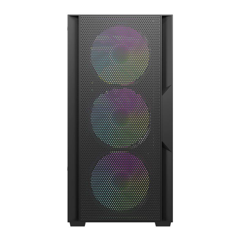 Gabinete Gamer Aigo Darkflash C195M Mesh, Rainbow, Mini-Tower, Lateral de Vidro, Com 3 Fans, Preto, AC-C195M-MESH-B-BR1