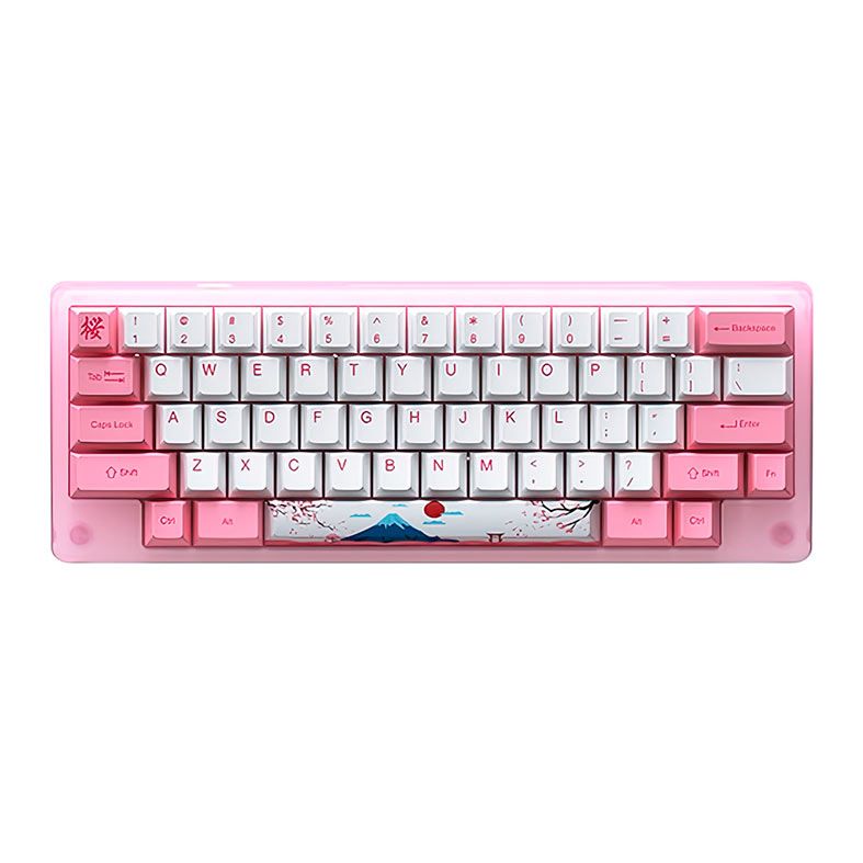 Teclado Mecanico Gamer Akko Acrylic 59, RGB, Switch Akko Jelly Pink, Branco e Rosa, ACRYLIC59-WHT-PK