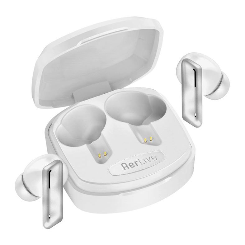 Fone de Ouvido Intra Auricular Geonav Aerlive, Wireless, Branco e Prata, AER12WT