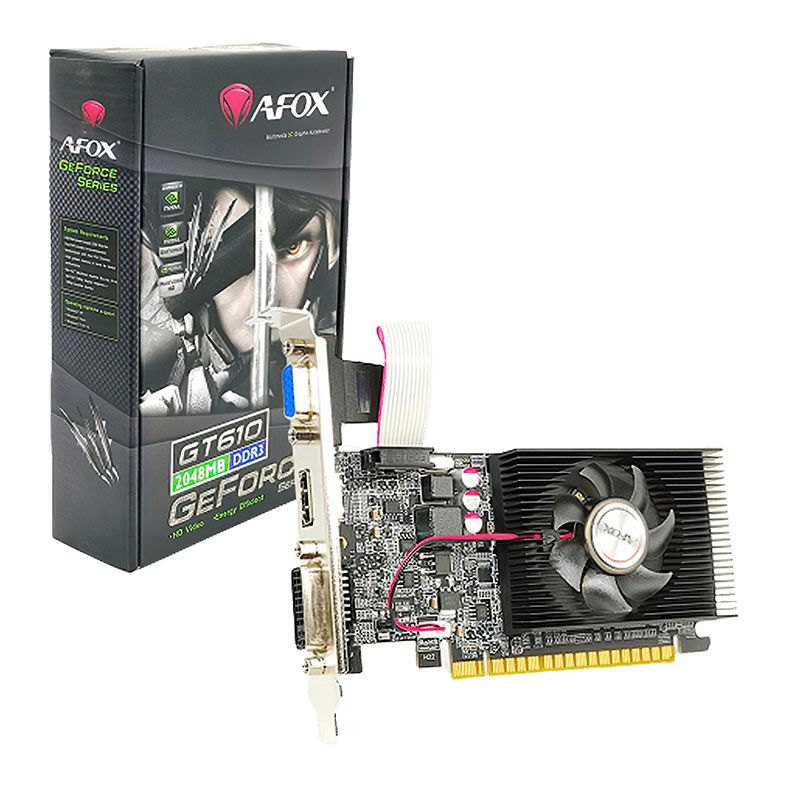 Placa de Video Afox GeForce GT610, 2GB, DDR3, 64-Bit, AF610-2048D3L5