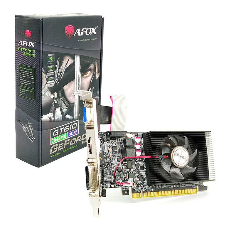 Placa de Video Afox GeForce GT 610, 2GB, DDR3, 64-Bit, AF610-2048D3L7-V5