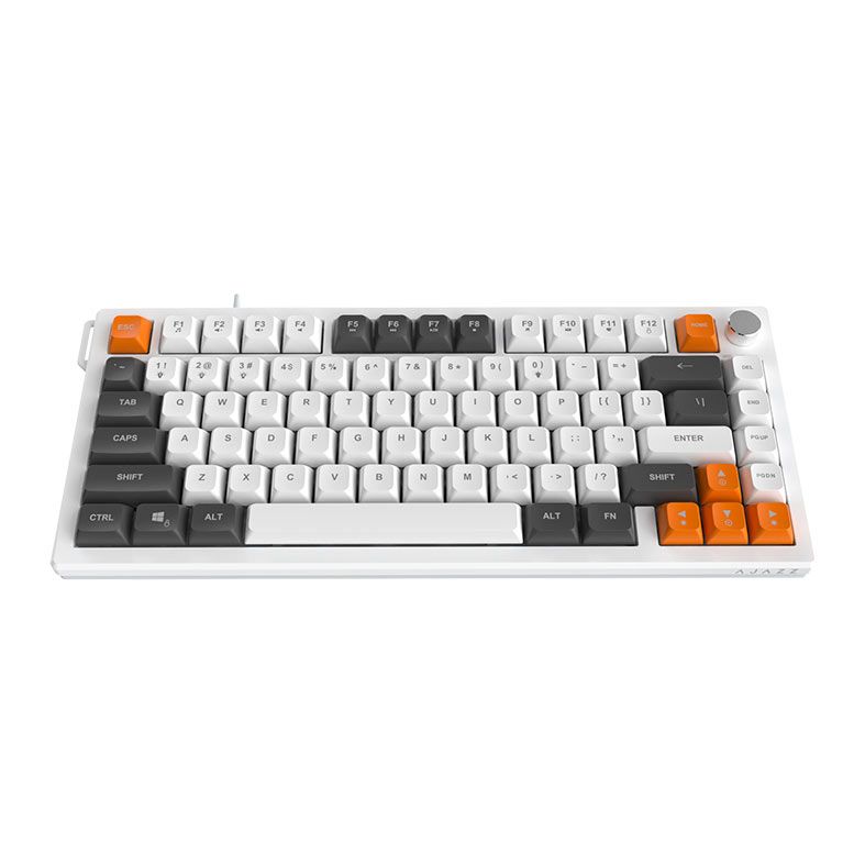 ダッフィー Teclado Gamer Ajazz AF82, LED Branco, Cinza/Branco/Laranja, AF82