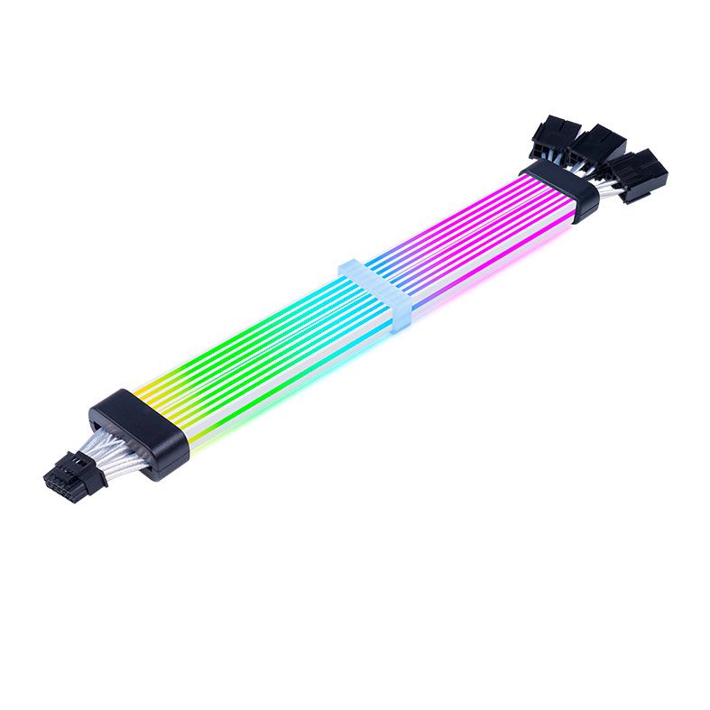 Cabo Extensor Sleeved Acegeek AC124, ARGB, 12+4 Pinos, 340mm, Preto, AG-AC124-BK
