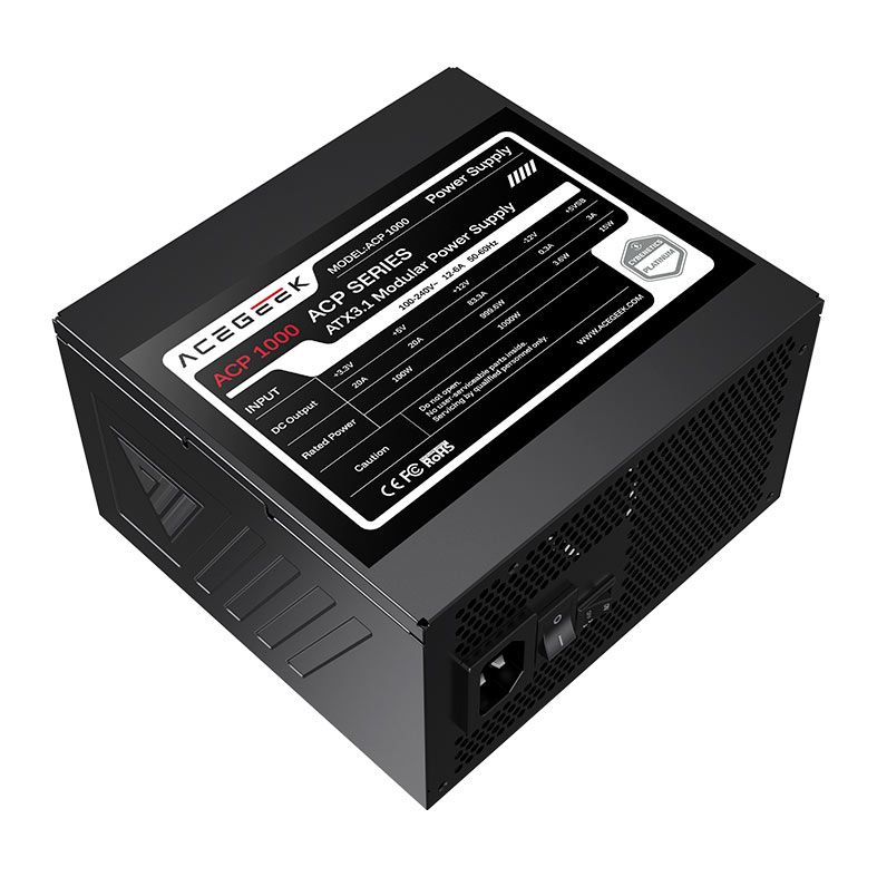 Fonte Acegeek ACP1000, 1000W, PCIe 5.1, Full-Modular, Cybenetics Platinum, Preto, AG-ACP1000-BK