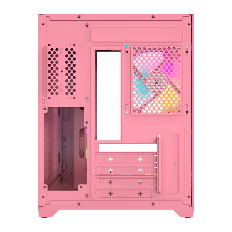 Gabinete Gamer Acegeek Aquarium M345, Mid-Tower, Lateral de Vidro, Rosa, AG-AQUARIUM-M345-PK