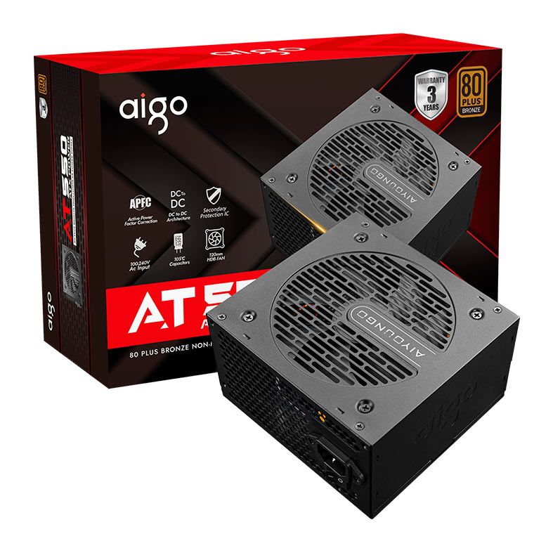 Fonte Aigo Darkflash AT550, 550W, 80 Plus Bronze, Preto, AG-AT550-BK
