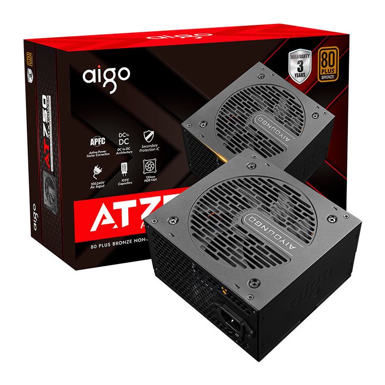 Fonte Aigo Darkflash AT750, 750W, 80 Plus Bronze, Preto, AG-AT750-BK