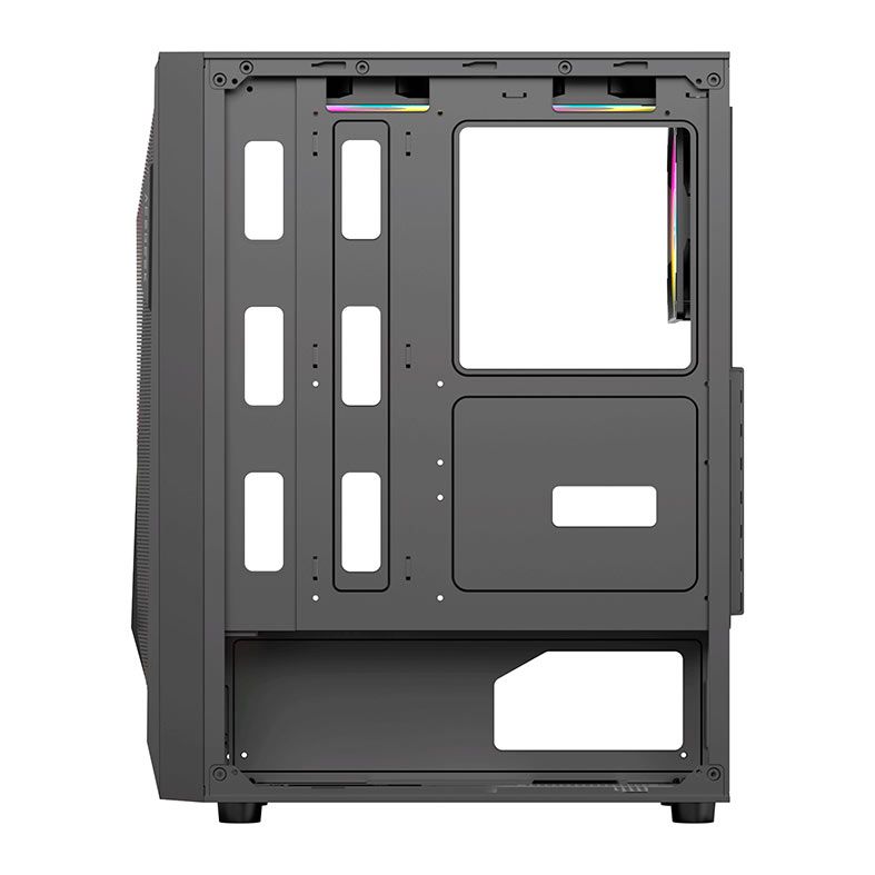 Gabinete Gamer Acegeek Atlas R338, Rainbow, Mid-Tower, Lateral de Vidro, Com 4 Fans, Preto, AG-ATLAS-R338-BK-I4F