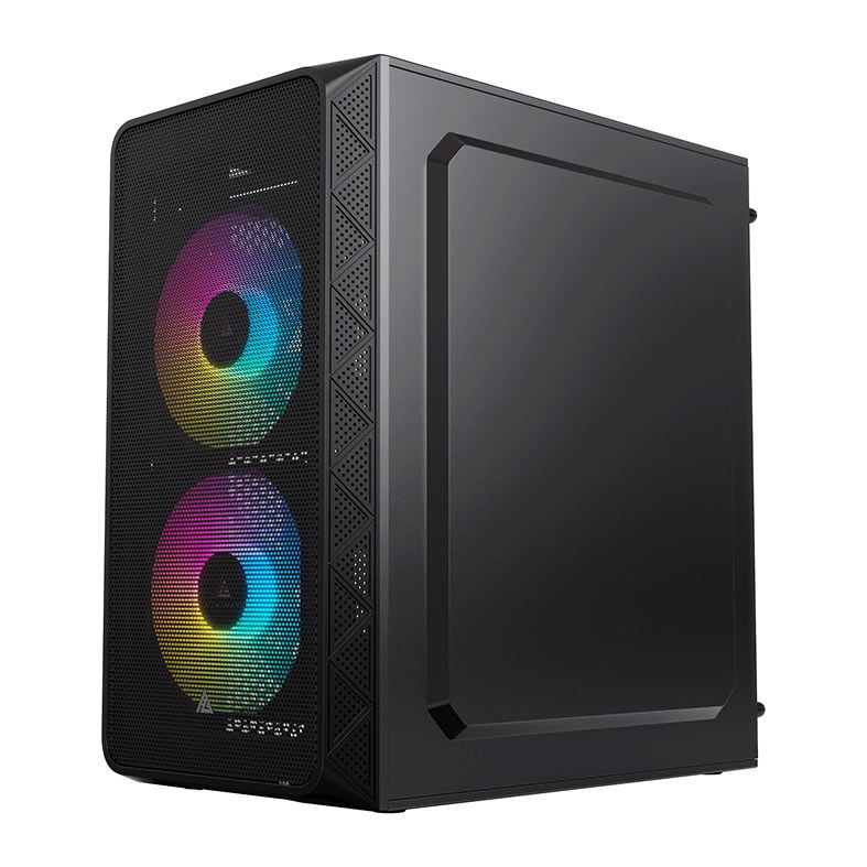 Gabinete Gamer Acegeek Aviator, Mini-Tower, Lateral de Acrilico, Com 2 Fans, Preto, AG-AVIATOR-BK-I2F