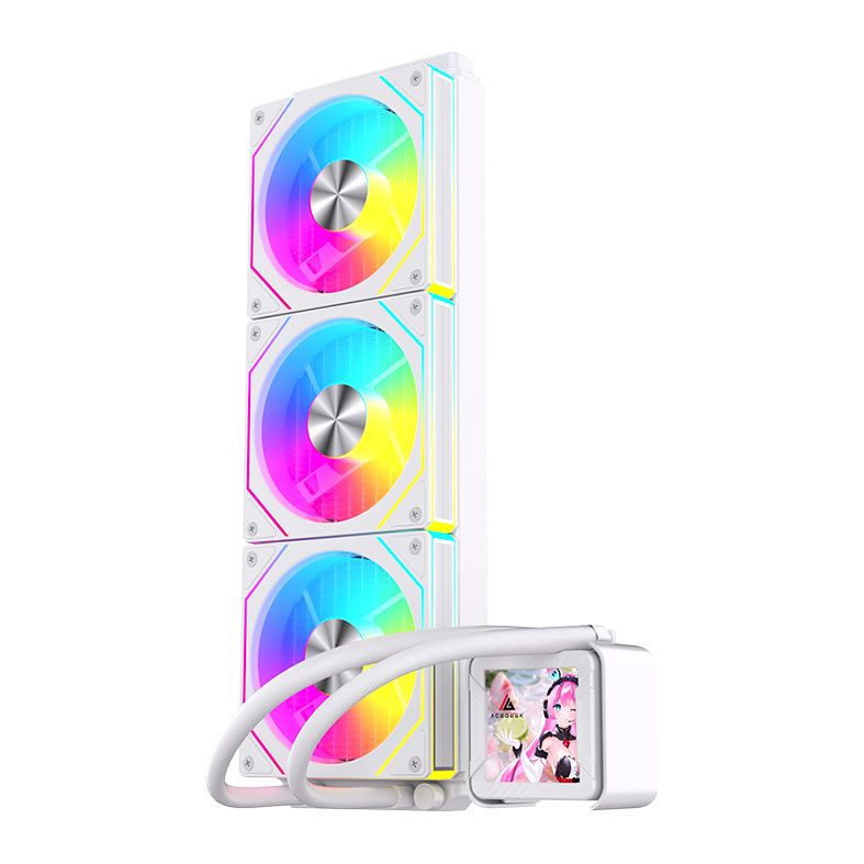 Water Cooler Acegeek CryoScreen 360, ARGB, 2.8 inch LCD, 360mm, Branco, AG-CRYOSCREEN360-WH