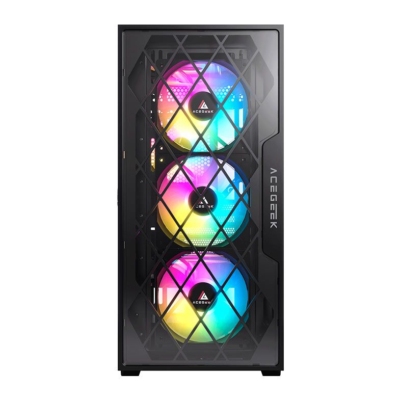 Gabinete Gamer Acegeek Darkfate Mini Glass, Mid-Tower, Lateral de Vidro, Preto, AG-DARKFATE-MINI-GLASS-BK