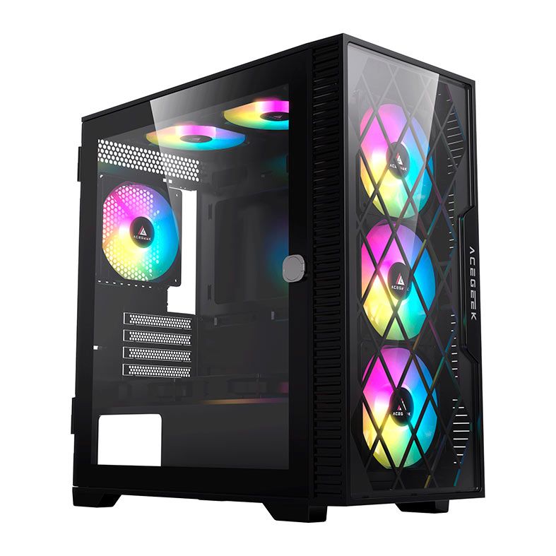 Gabinete Gamer Acegeek Darkfate Mini Glass, Mid-Tower, Lateral de Vidro, Preto, AG-DARKFATE-MINI-GLASS-BK