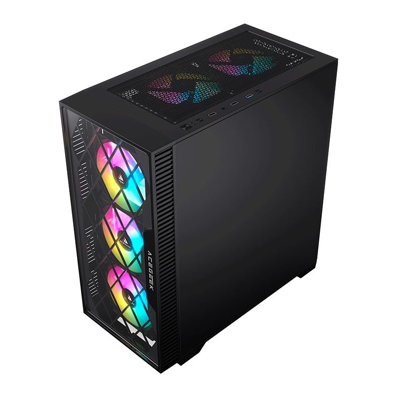 Gabinete Gamer Acegeek Darkfate Mini Glass, Mid-Tower, Lateral de Vidro, Preto, AG-DARKFATE-MINI-GLASS-BK