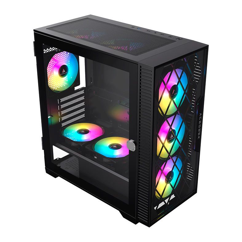 Gabinete Gamer Acegeek Darkfate Mini Glass, Mid-Tower, Lateral de Vidro, Preto, AG-DARKFATE-MINI-GLASS-BK