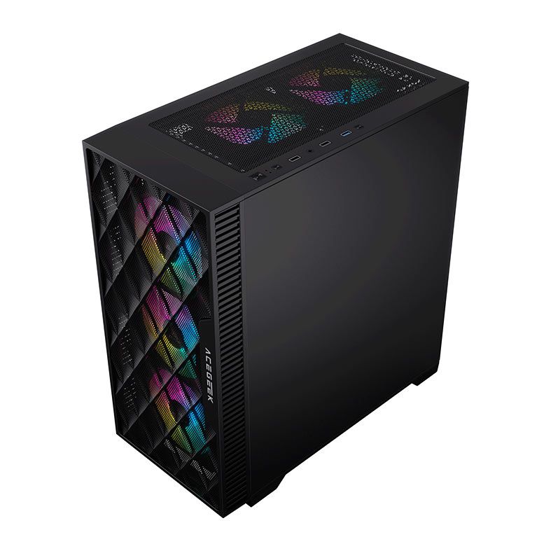Gabinete Gamer Acegeek Darkfate Mini Mesh, Mid-Tower, Lateral de Vidro, Preto, AG-DARKFATE-MINI-MESH-BK