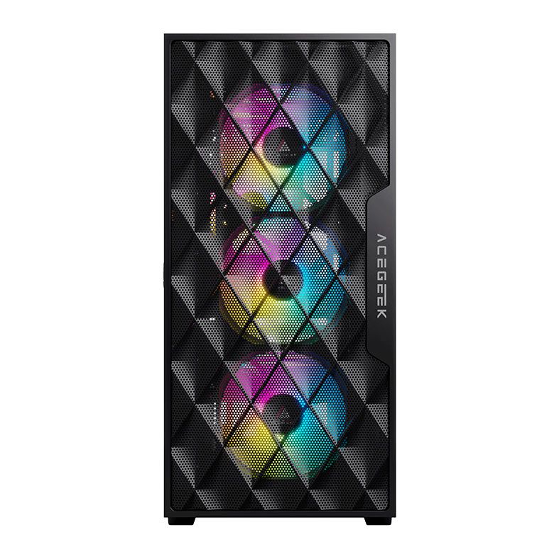 Gabinete Gamer Acegeek Darkfate Mini Mesh, Mid-Tower, Lateral de Vidro, Preto, AG-DARKFATE-MINI-MESH-BK