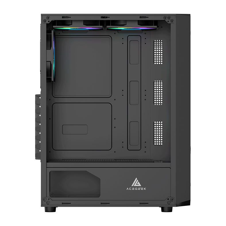Gabinete Gamer Acegeek Diamond R339, Rainbow, Mid-Tower, Lateral de Vidro, Com 4 Fans, Preto, AG-DIAMOND-R339-BK-I4F