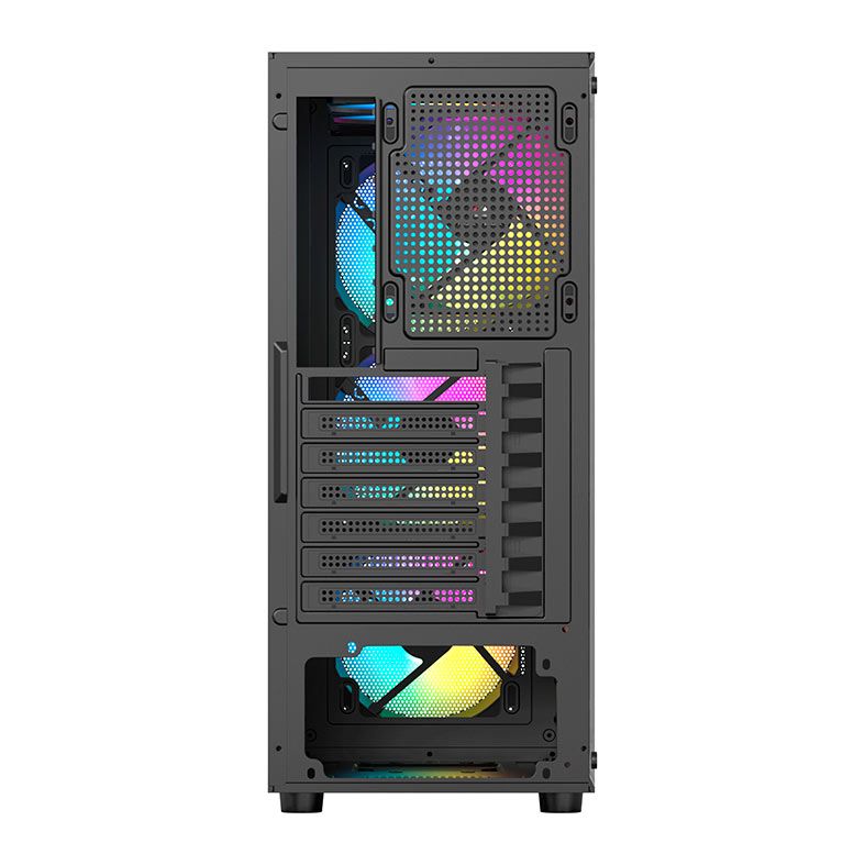 Gabinete Gamer Acegeek Diamond R339, Rainbow, Mid-Tower, Lateral de Vidro, Com 4 Fans, Preto, AG-DIAMOND-R339-BK-I4F