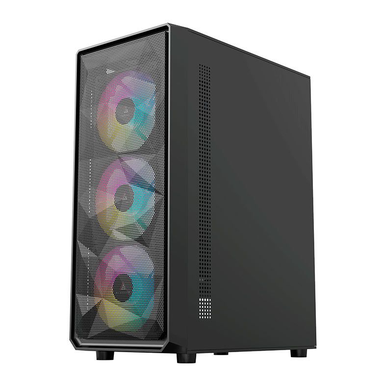 Gabinete Gamer Acegeek Diamond R339, Rainbow, Mid-Tower, Lateral de Vidro, Com 4 Fans, Preto, AG-DIAMOND-R339-BK-I4F