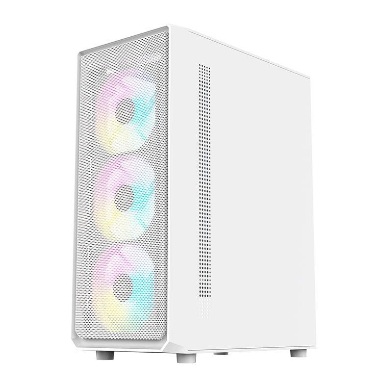 Gabinete Gamer Acegeek Diamond R339, Rainbow, Mid-Tower, Lateral de Vidro, Com 4 Fans, Branco, AG-DIAMOND-R339-WH-I4F