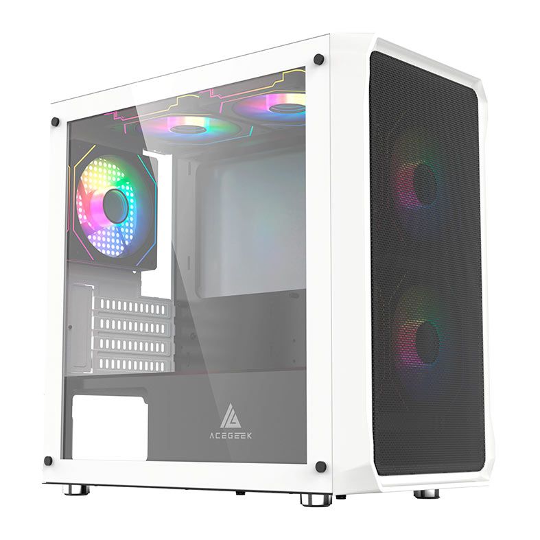 Gabinete Gamer Acegeek Eclipse M350, Mid-Tower, Lateral de Vidro, Branco, AG-ECLIPSE-M350-WH