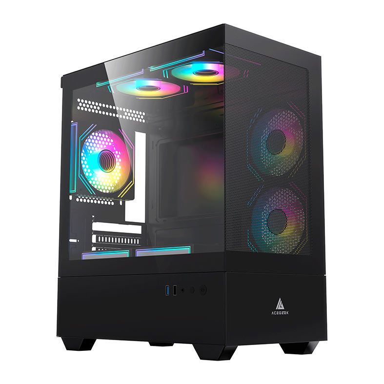 Gabinete Gamer Acegeek Elysium, Mid-Tower, Lateral de Vidro, Preto, AG-ELYSIUM-BK