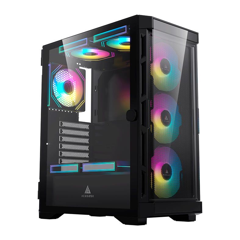 Gabinete Gamer Acegeek ERA E451, Mid-Tower, Lateral de Vidro, Preto, AG-ERA-E451-BK