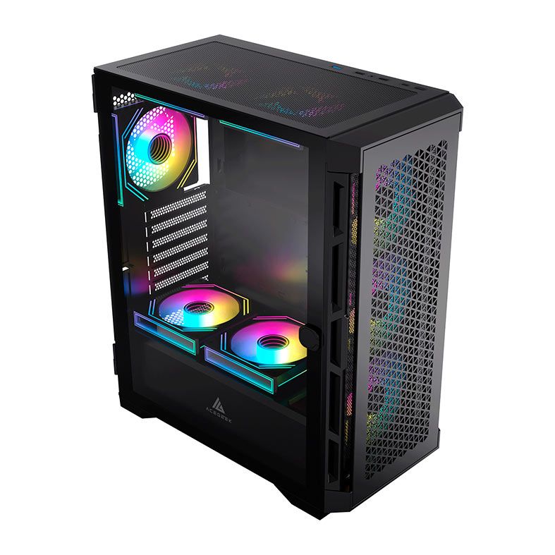 Gabinete Gamer Acegeek ERA E451, Mid-Tower, Lateral de Vidro, Preto, AG-ERA-E451-BK