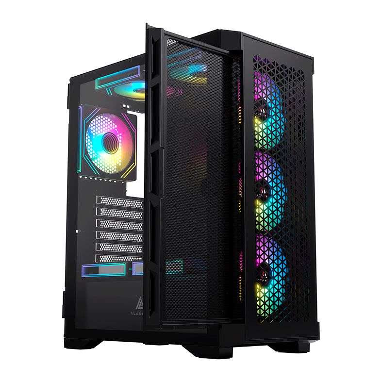 Gabinete Gamer Acegeek ERA E451, Mid-Tower, Lateral de Vidro, Preto, AG-ERA-E451-BK
