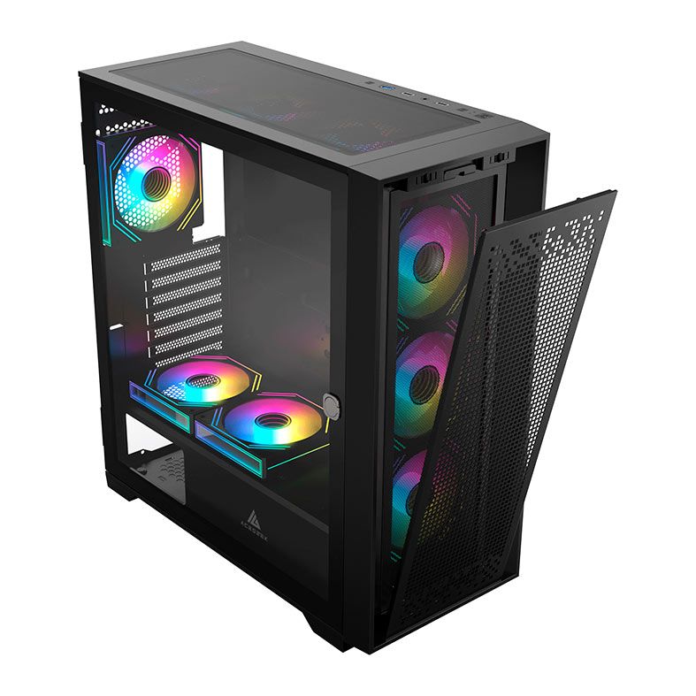 Gabinete Gamer ACegeek Flipped-M, Mid-Tower, Lateral de Vidro, Preto, AG-FLIPPED-M-BK