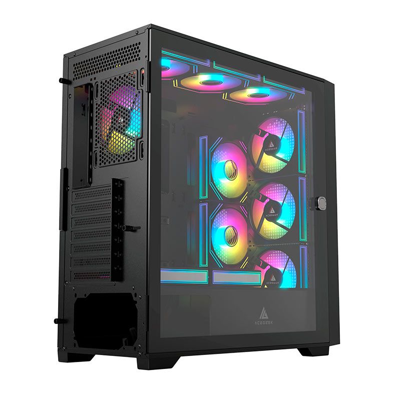 Gabinete Gamer ACegeek Flipped-M, Mid-Tower, Lateral de Vidro, Preto, AG-FLIPPED-M-BK