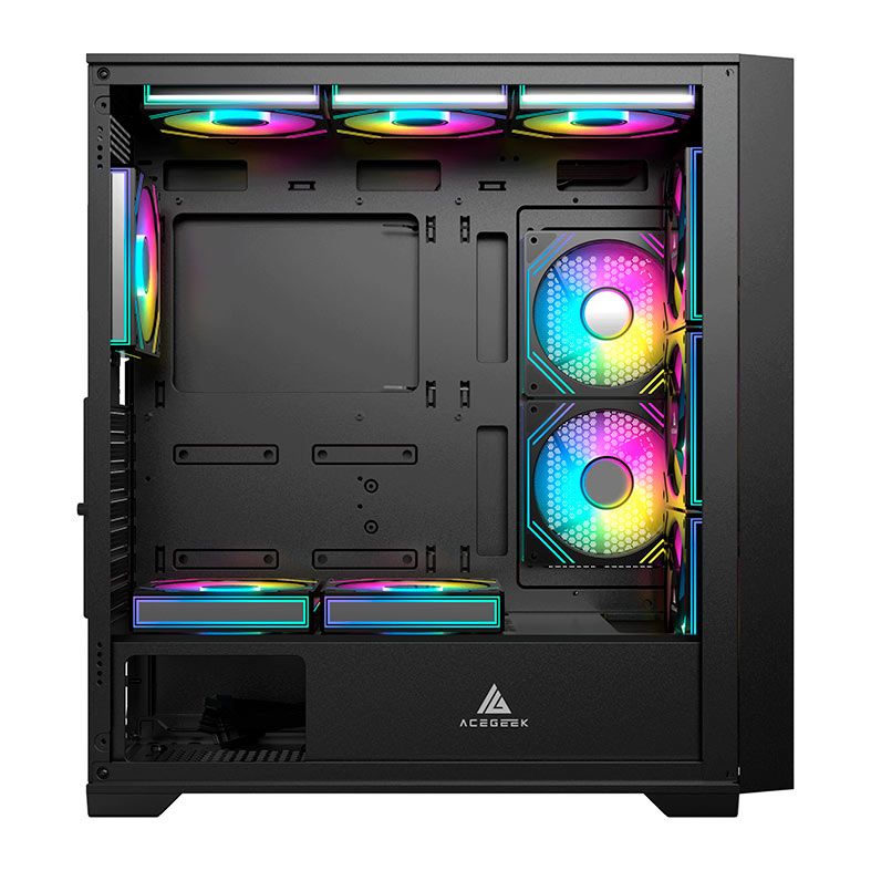 Gabinete Gamer ACegeek Flipped-M, Mid-Tower, Lateral de Vidro, Preto, AG-FLIPPED-M-BK