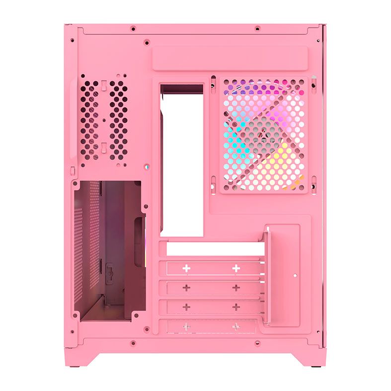 Gabinete Gamer Acegeek Gimli, Rainbow, Mid-Tower, Lateral de Vidro, Com 3 Fans, Rosa, AG-GIMLI-PK-3F