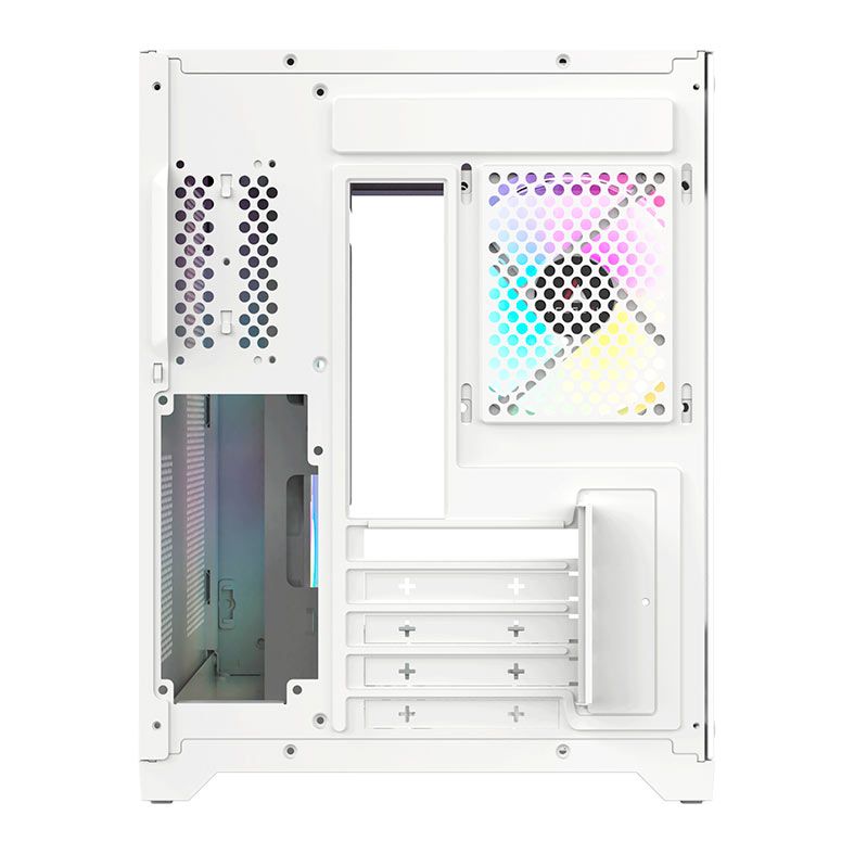 Gabinete Gamer Acegeek Gimli, Rainbow, Mid-Tower, Lateral de Vidro, Com 3 Fans, Branco, AG-GIMLI-WH-3F