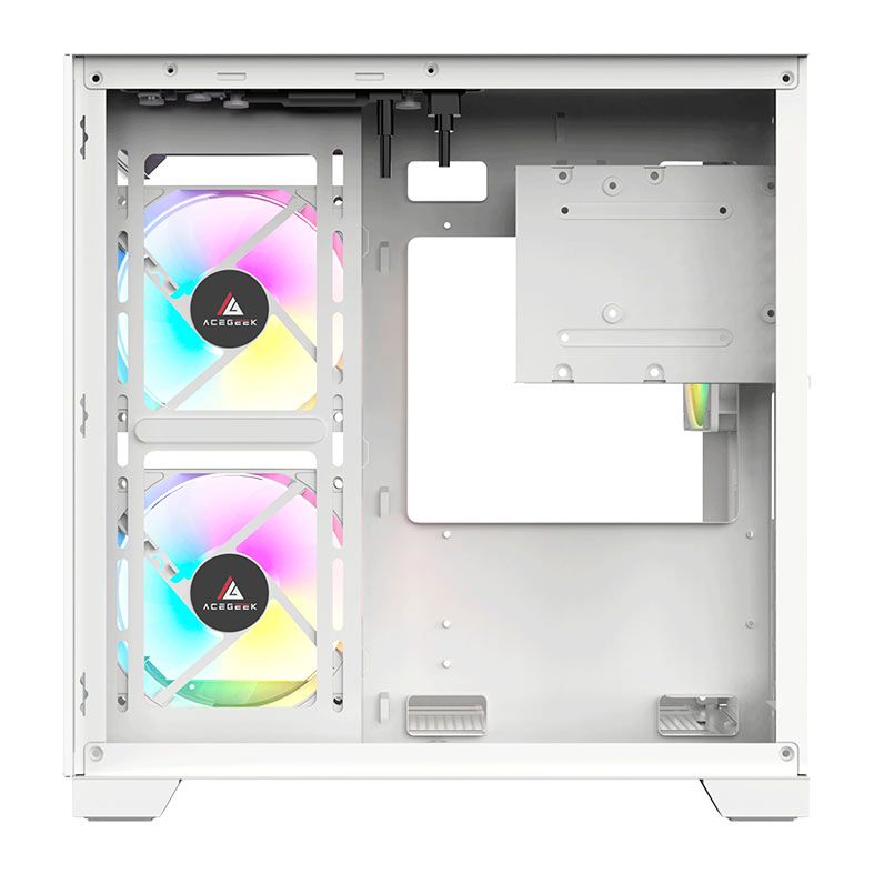 Gabinete Gamer Acegeek Gimli, Rainbow, Mid-Tower, Lateral de Vidro, Com 3 Fans, Branco, AG-GIMLI-WH-3F