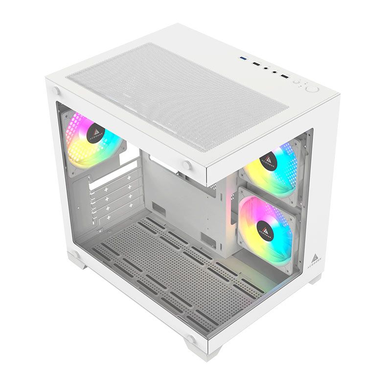 Gabinete Gamer Acegeek Gimli, Rainbow, Mid-Tower, Lateral de Vidro, Com 3 Fans, Branco, AG-GIMLI-WH-3F