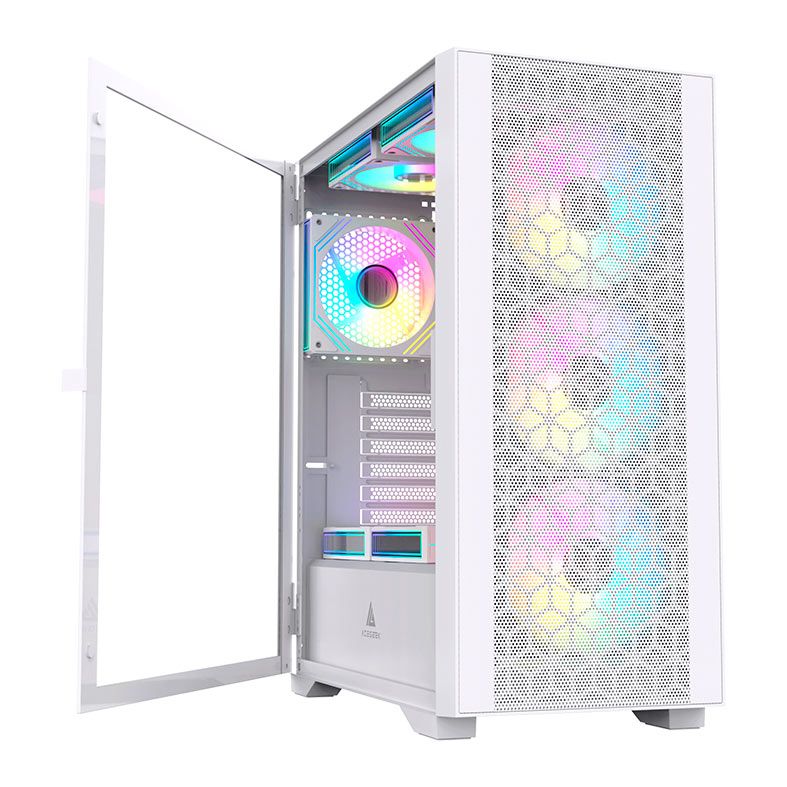 Gabinete Gamer Acegeek Guardian D441, Mid-Tower, Lateral de Vidro, Branco, AG-GUARDIAN-D441-WH