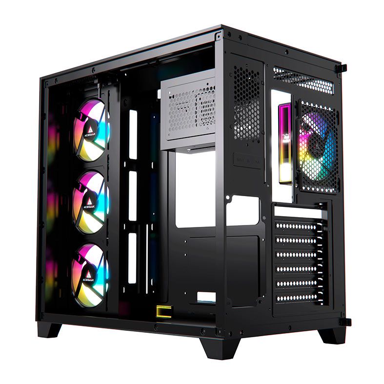 Gabinete Gamer Acegeek Horizon, Mid-Tower, Lateral de Vidro, Preto, AG-HORIZON-BK