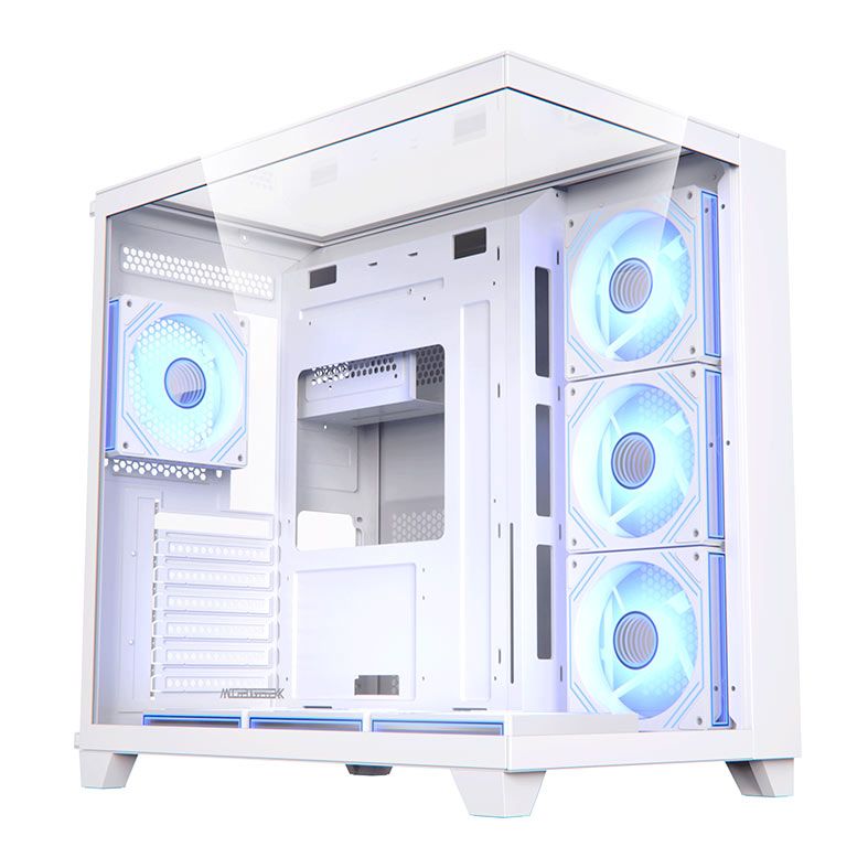 Gabinete Gamer Acegeek Horizon, Mid-Tower, Lateral de Vidro, Com 7 Fans, Branco, AG-HORIZON-WH-I7F