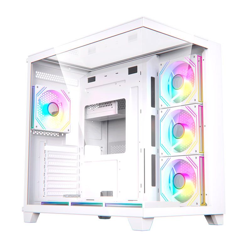 Gabinete Gamer Acegeek Horizon, Mid-Tower, Lateral de Vidro, Branco, AG-HORIZON-WH