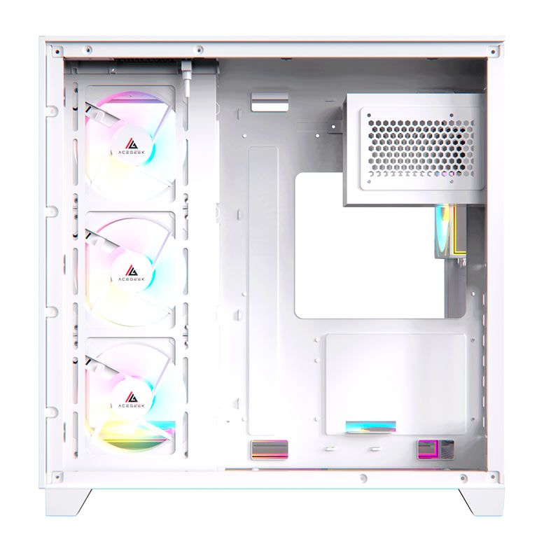 Gabinete Gamer Acegeek Horizon, Mid-Tower, Lateral de Vidro, Branco, AG-HORIZON-WH