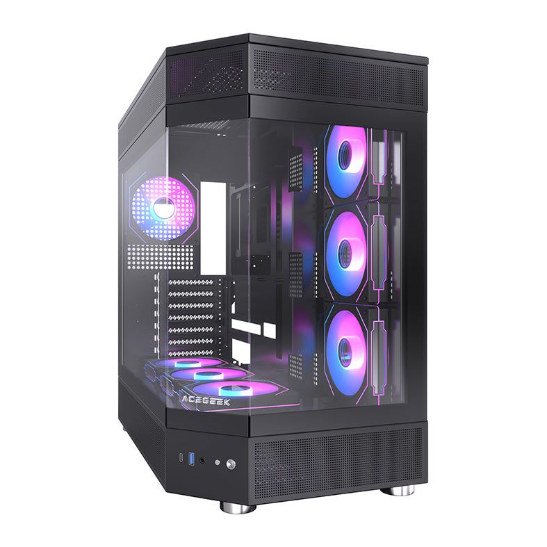 Gabinete Gamer Acegeek Icecube, Mid-Tower, Lateral de Vidro, Preto, AG-ICECUBE-BK