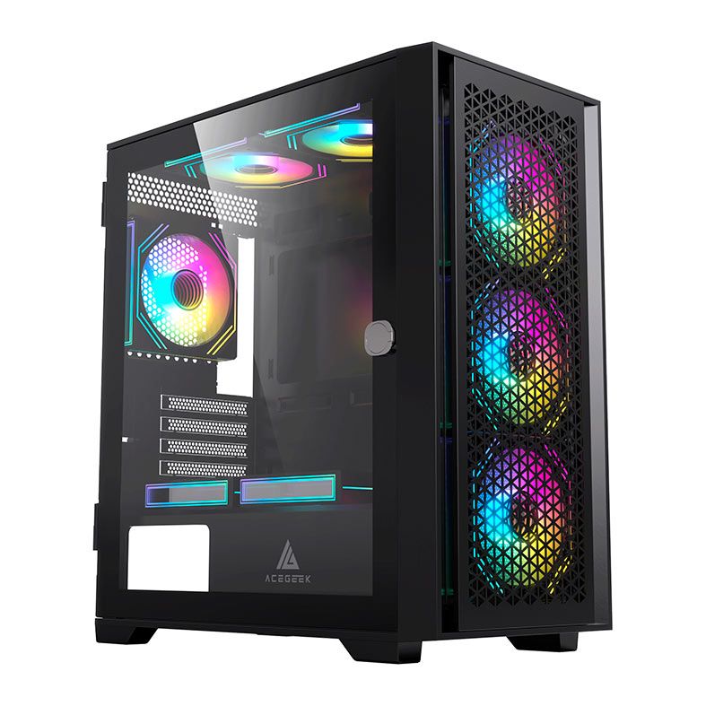 Gabinete Gamer Acegeek Iliad Mini, Mid-Tower, Lateral de Vidro, Preto, AG-ILIAD-MINI-BK